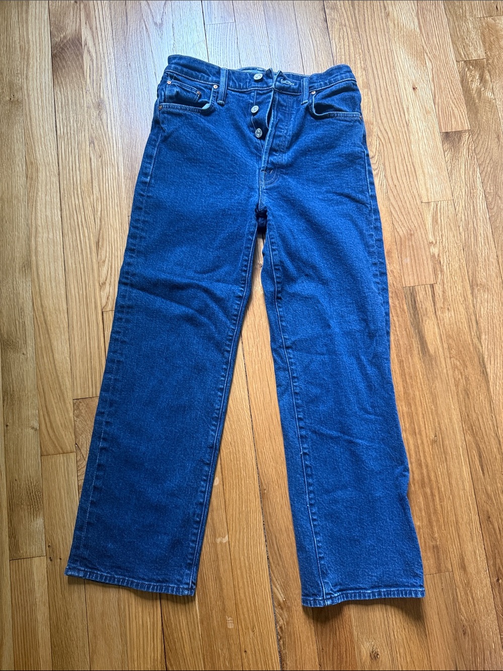 MOTHER Straight Leg Jeans in Dark Blue Denim